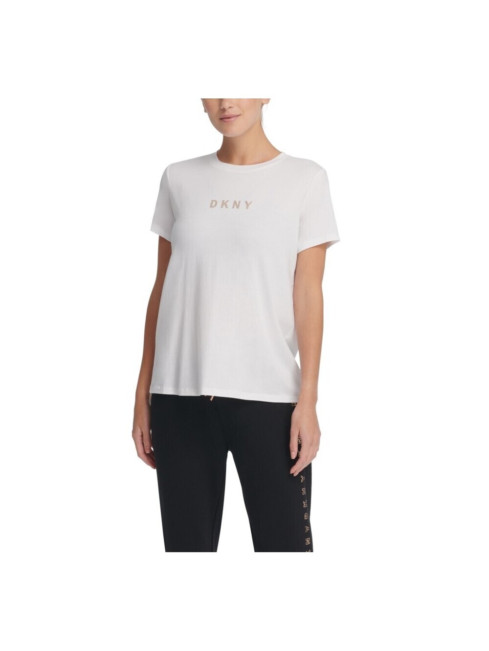 DKNY Womens Sport Metallic-Logo T-Shirt Size L